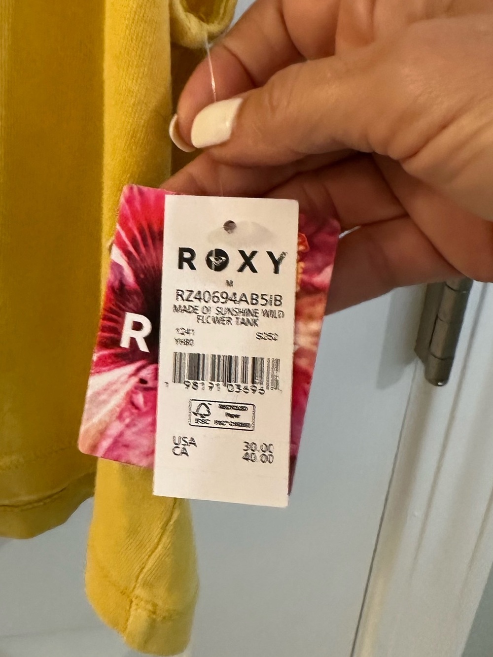 Roxy Yellow Tank Top with White Sun Logo NWT - Picture 2 of 4